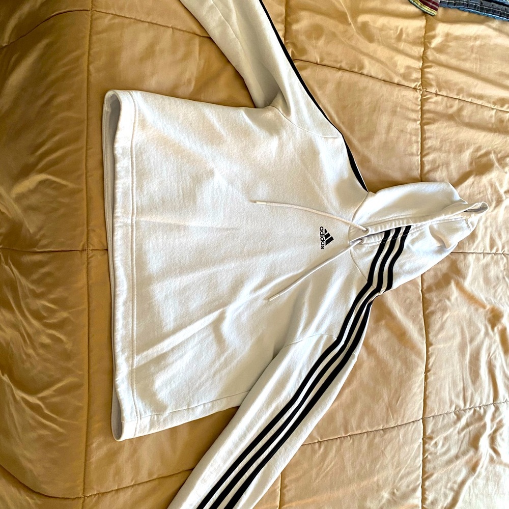 Adidas White Cropped Hoodie